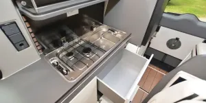 Dreamer Cap Land rising roof campervan kitchen