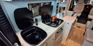 Orange Campers Trouvaille High Roof kitchen