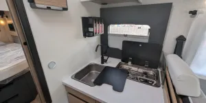 There's a decent amount of worktop space for such a compact kitchen