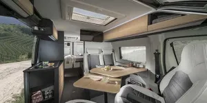 Adria Twin 60 Years Selection interior dinette black table