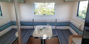 The lounge inside the Elnagh Baron 530