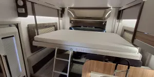 The bed inside the Bailey Adamo XL-DL motorhome