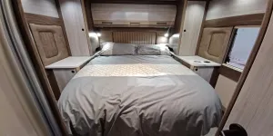 The bedroom inside the Coachman Avventura 545