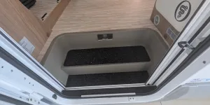 Elnagh Baron 530 interior is accessed by an inset step 