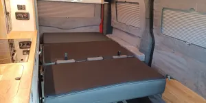 The bed inside the Landseer Ford Custom 2.0 2025