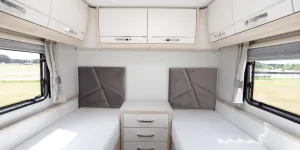 The twin beds inside the Elddis Crusader Shamal