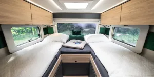 Single beds at the rear but with the panoramic rear window option: Frankia Noctra Cruiser 7.6L