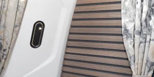 Acoustic wall boarding is among new features of the décor
