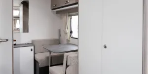 The double-doored wardrobe is enormous considering the compact size of the caravan