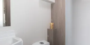 The washroom contains a separate shower