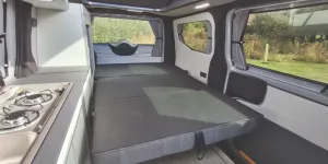 The bed inside the CMC HemBil Drift campervan