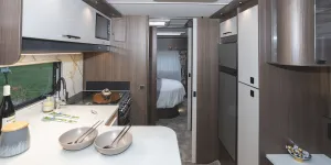 An enormous kitchen – and a peek at the bedroom far beyond 