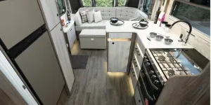 Coachman Lusso III caravan lounge and kitchen (photo courtesy of Richard Chapman)