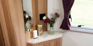 rhp_The triangular dressing table has sockets for the Avtex television that comes with every Unicorn 2
