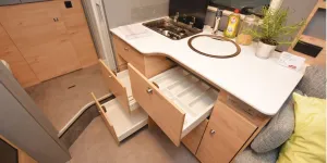 Dethleffs Just Camp T 6762 low-profile motorhome kitchen