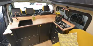 Brown Bid & Co Sully rising roof campervan kitchen
