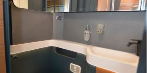 The Laika Kreos H5109 A-class motorhome washroom