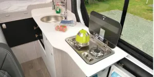 The Dormobile Ballintrae high-top rising roof campervan kitchen