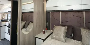 The Swift Elegance Grande 835 caravan bedroom