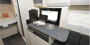 The Chausson Titanium Ultimate 788 low-profile motorhome kitchen