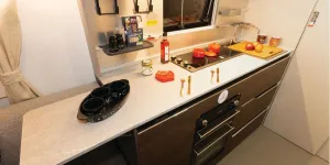 The Adria Alpina Colorado twin-axle caravan kitchen (photo courtesy of Richard Chapman)