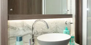 The Coachman Laser Xcel 875 twin-axle caravan washroom