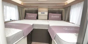 The Swift Voyager 485 overcab motorhome beds