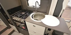 The Swift Voyager 485 overcab motorhome kitchen