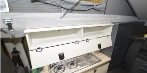 The Orange Campers Trouvaille Actif rising roof campervan kitchen