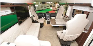 The Morelo Empire Liner 93 LB A-class motorhome lounge