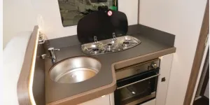 The Roller Team Pegaso 590 A-class motorhome kitchen