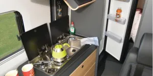 The Adria Twin Max high-top campervan kitchen