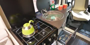The Rimor Horus 66 high-top campervan kitchen