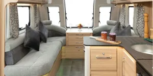 The Bailey Alicanto Grande Porto twin-axle caravan lounge