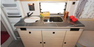 Eriba Touring 560 caravan kitchen (photo courtesy of Richard Chapman)