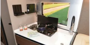 The Adria Supersonic 780 SL A-class motorhome kitchen