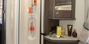 The Elddis Affinity 550 caravan shower (photo courtesy of John Chapman)
