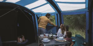 Central living area in the Vango Vesta Air 850XL (picture by Iain Duff)
