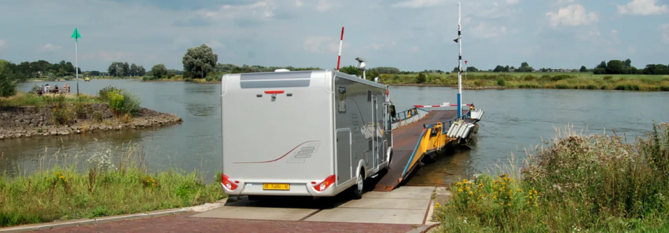 Motorhome boarding a ferry