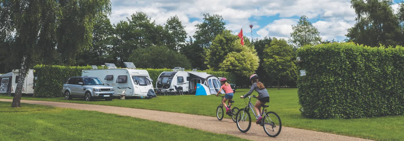 Family friendly campsite pitch at Applewood Countryside Park, Norfolk