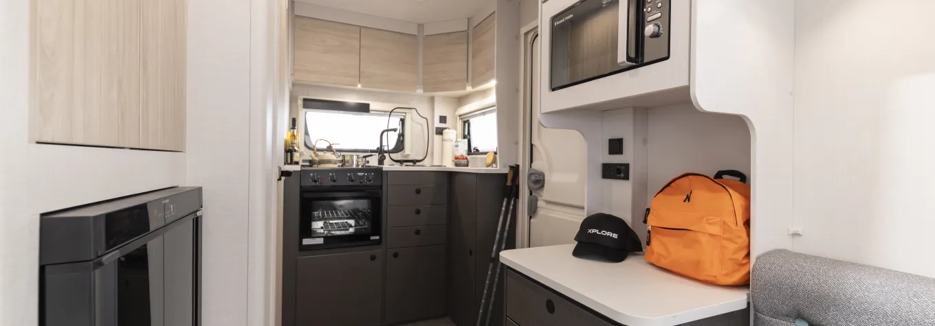 A modern lounge leans towards the practical and easy to use kitchen