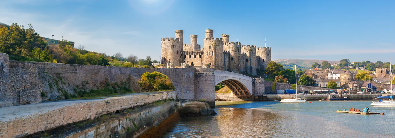 The iconic Conwy Castle & Town Walls in Conwy, Wales