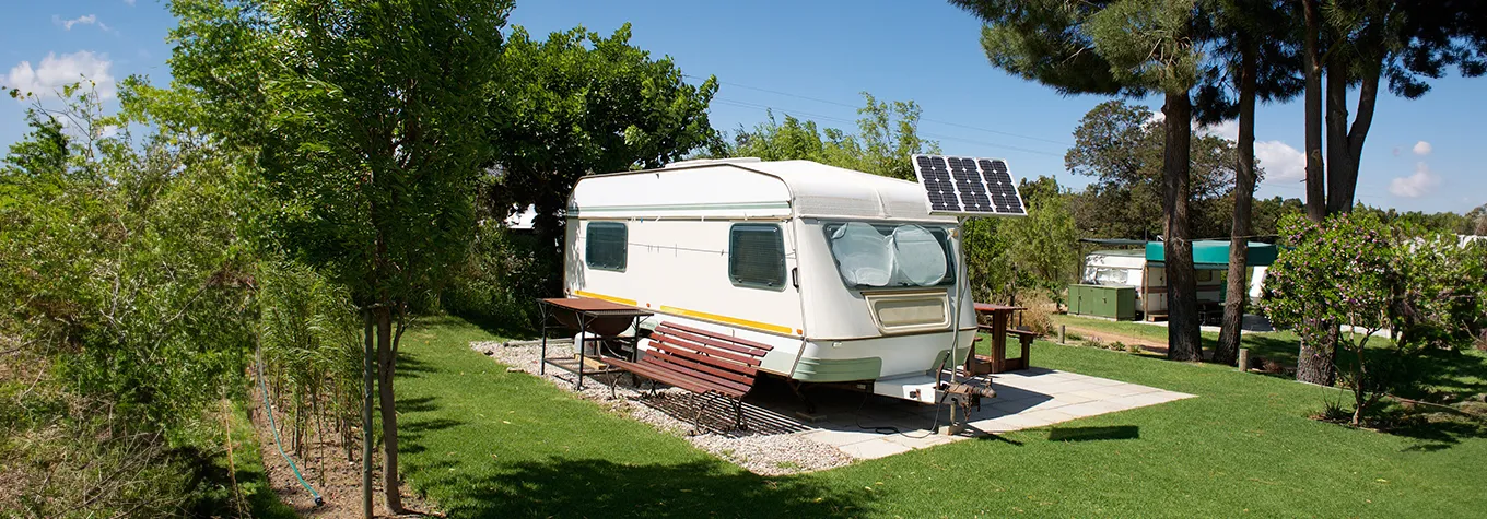Caravan in a relaxing nature campsite 