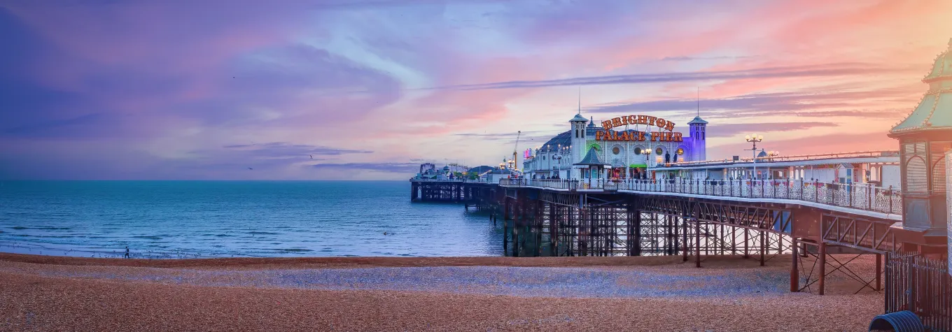 Brighton Pier, UK during sunset England