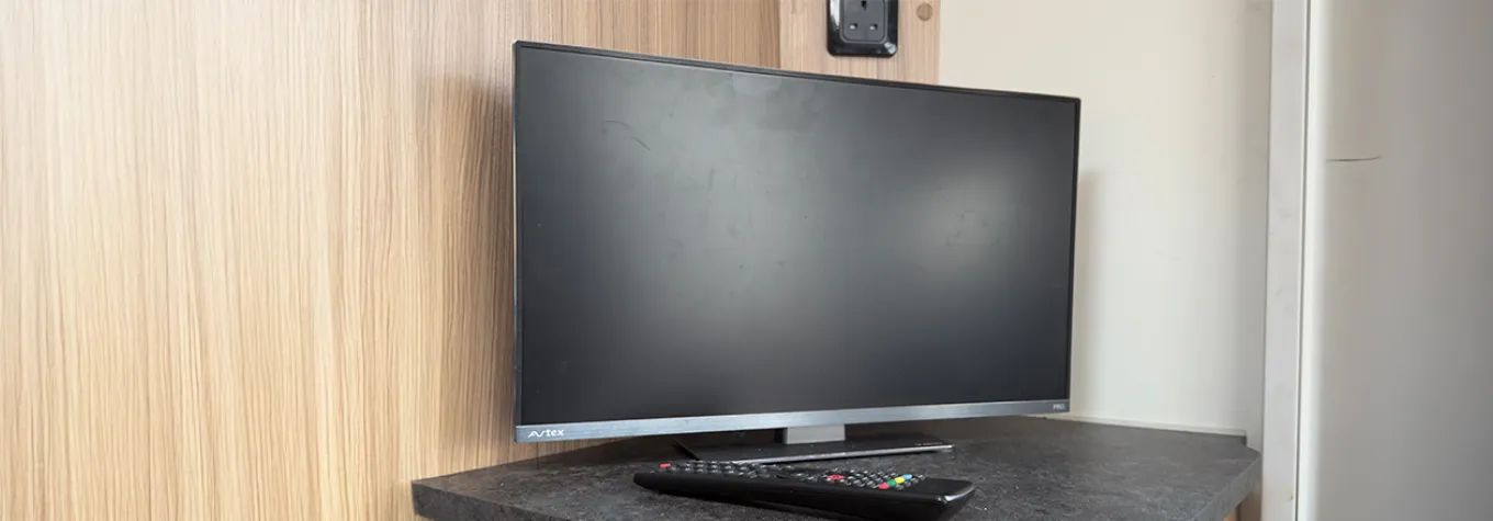 A TV inside a caravan