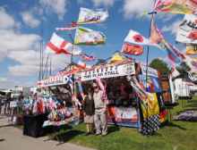 Flags blowing in the wind on the flag stand