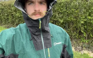 Berghaus being rained on