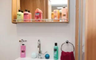 rhp_Bright LEDs above the mirror enhance the vanity arrangements