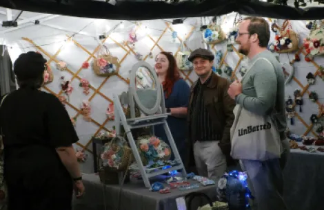 People shopping in the Spitfire vintage market