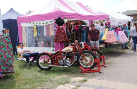 Vintage clothes stall in the shopping village